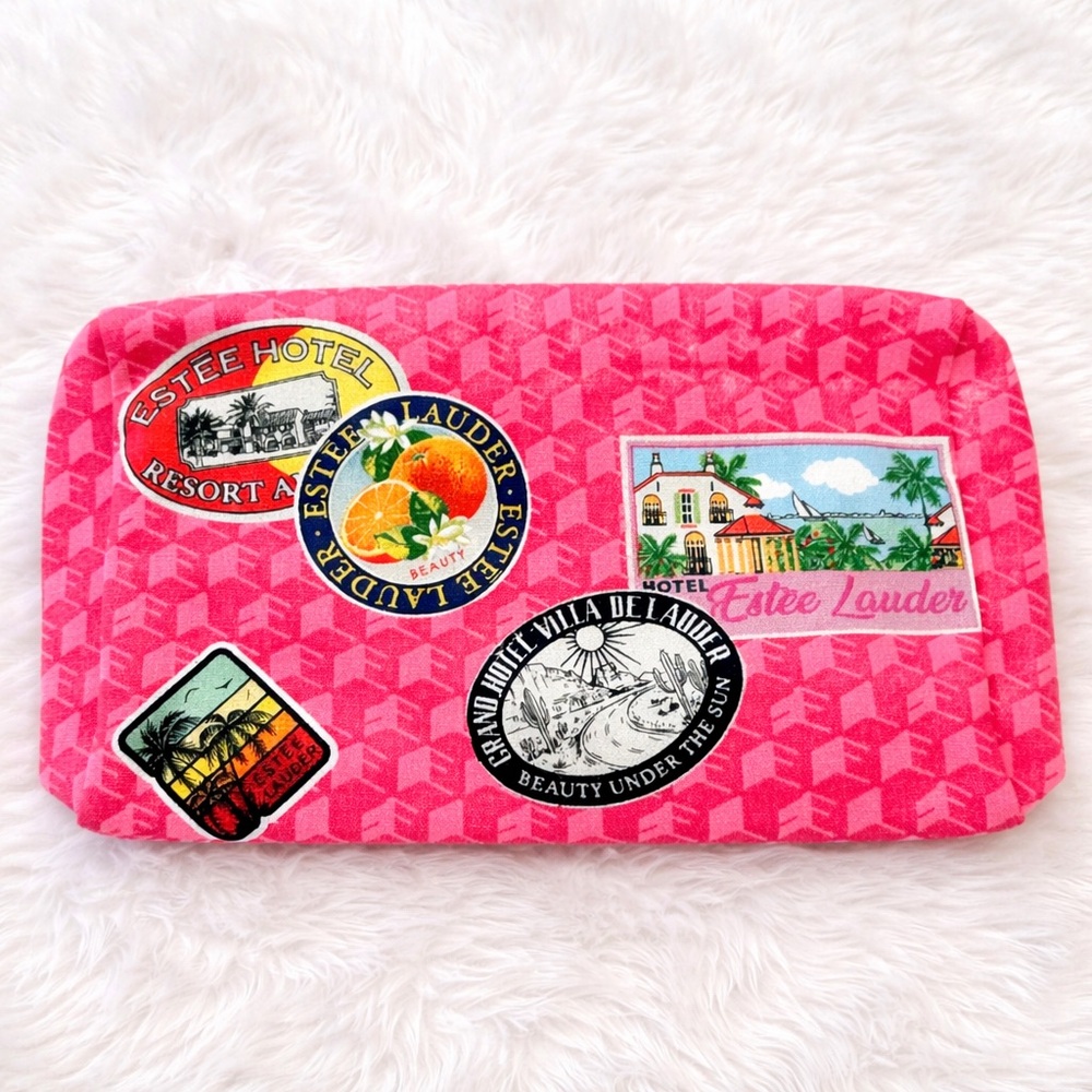 Estée Lauder Pink Travel Cosmetic Bag Resort Patch Makeup Pouch